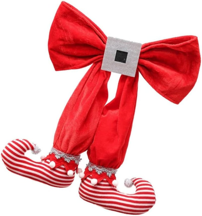 woobles Christmas Bow Elf Boots Pendant, Christmas Tree Bow Elf Boots Pendant Christmas Pedant Xmas Tree Hanging Ornament Cute Elf Boot Decoration for Christmas Elf Boot with Red and White Strip - Image 3